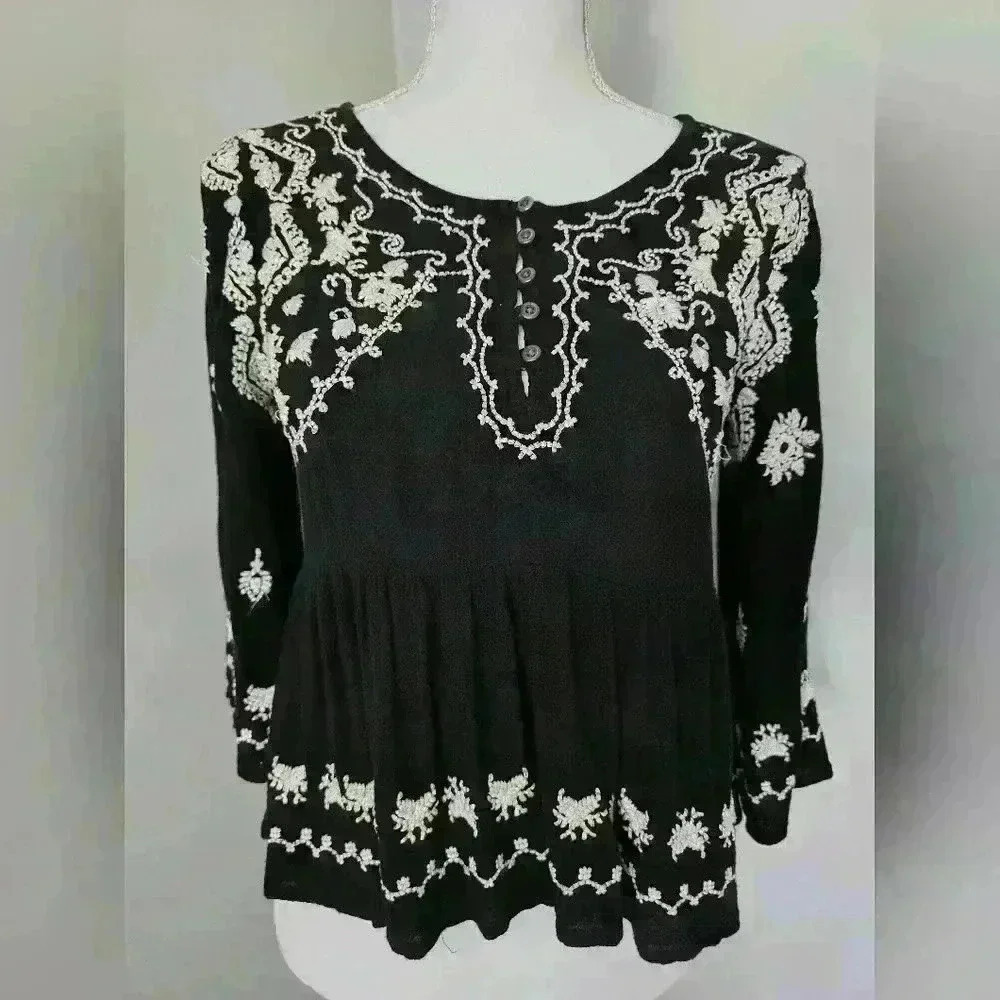 Forever21 Embroidered Peplum Top